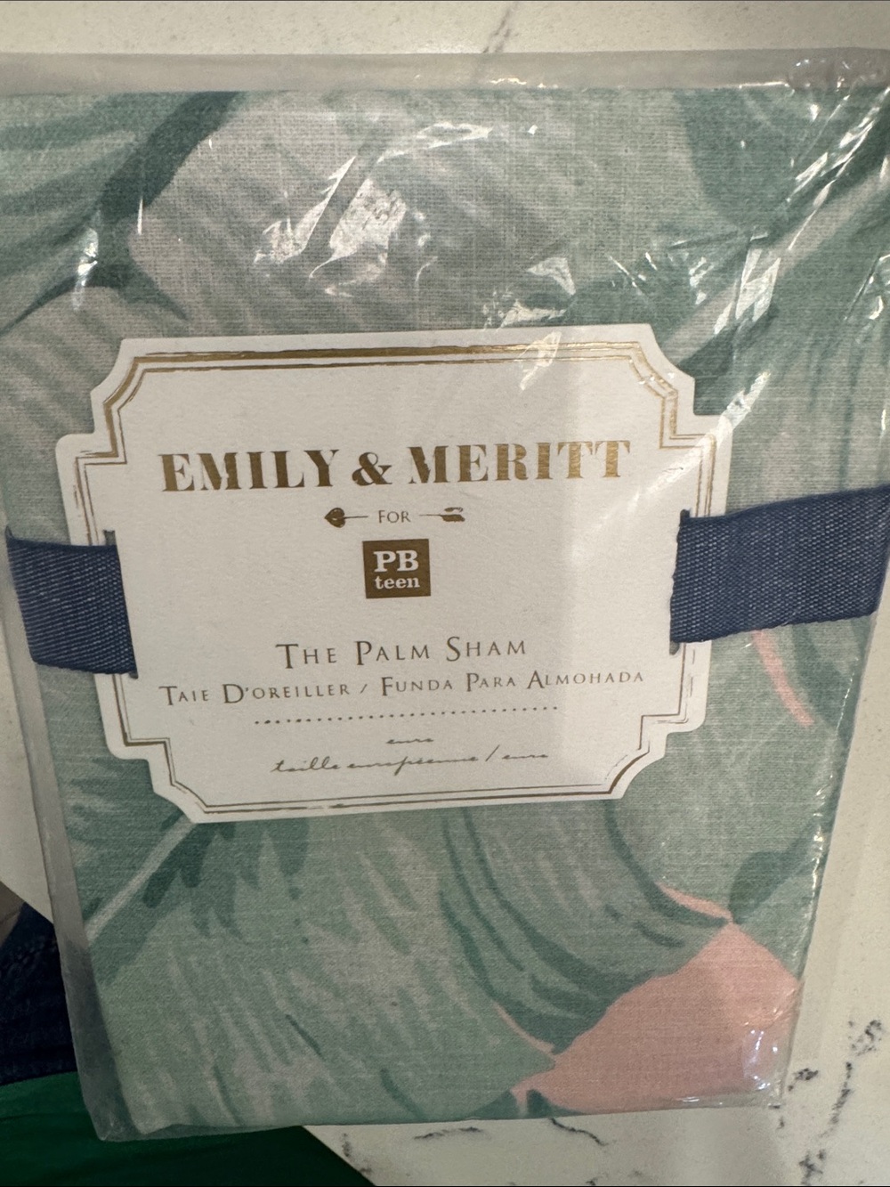 Emily & Meritt for PBteen Palm Euro Sham - Green & Pink Palm Print